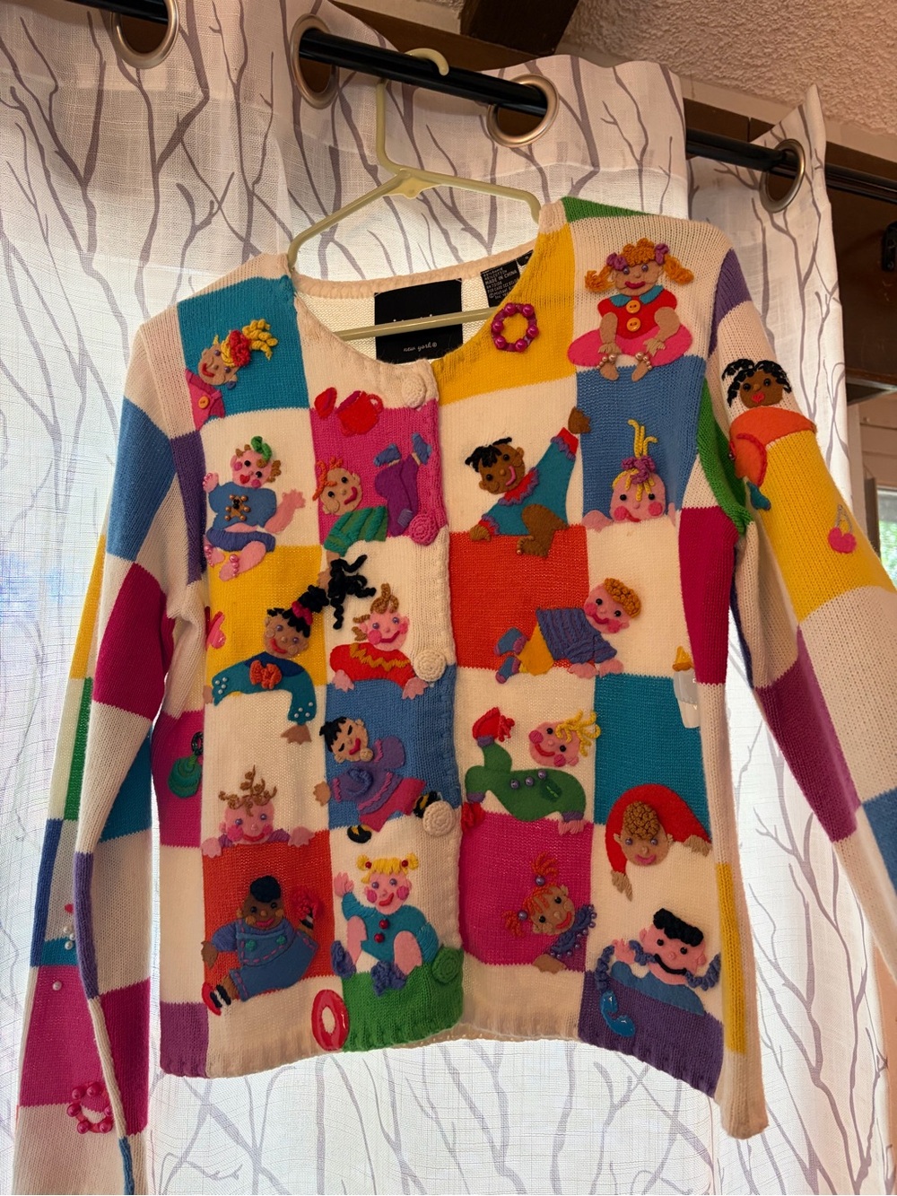 Michael Simon Colorblock Patchwork Baby Doll Cardigan Sweater - Multicolor